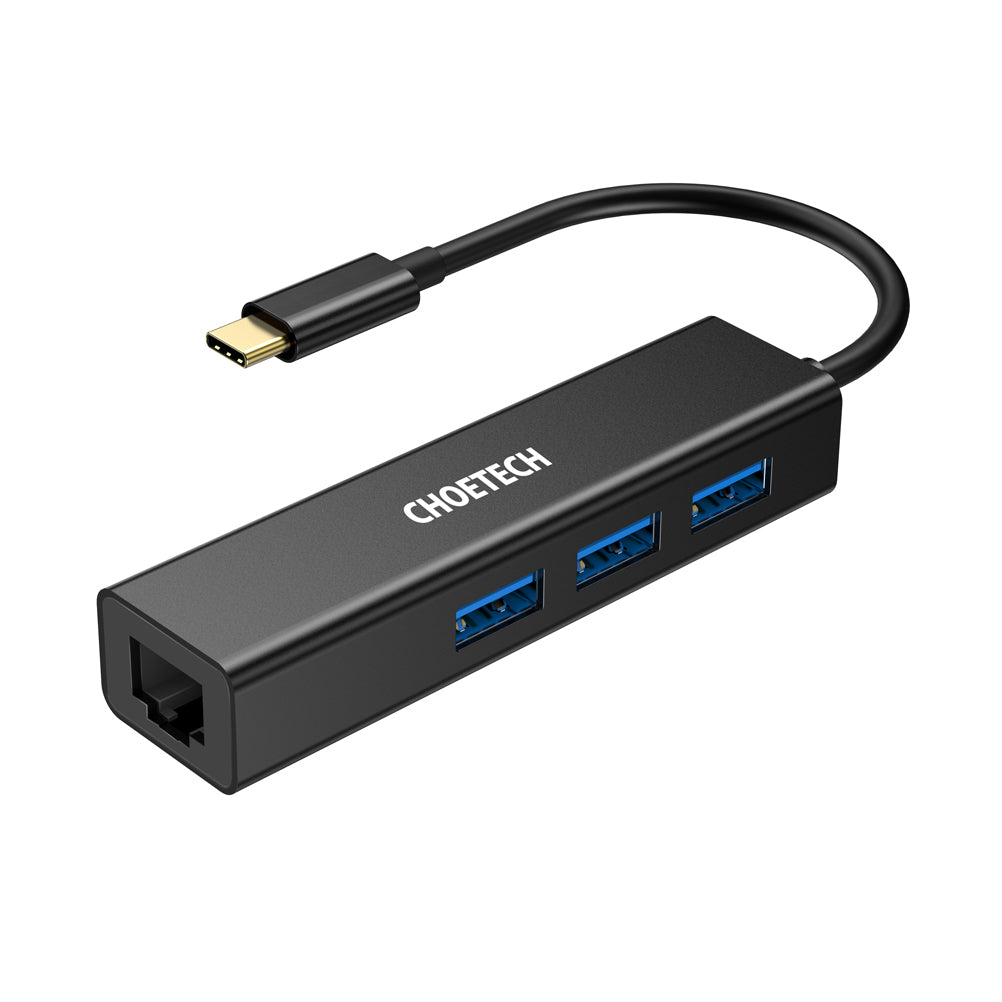 Hub Adaptador 4 en 1 (LAN+USB 3.0) a Tipo C, HUB-U02