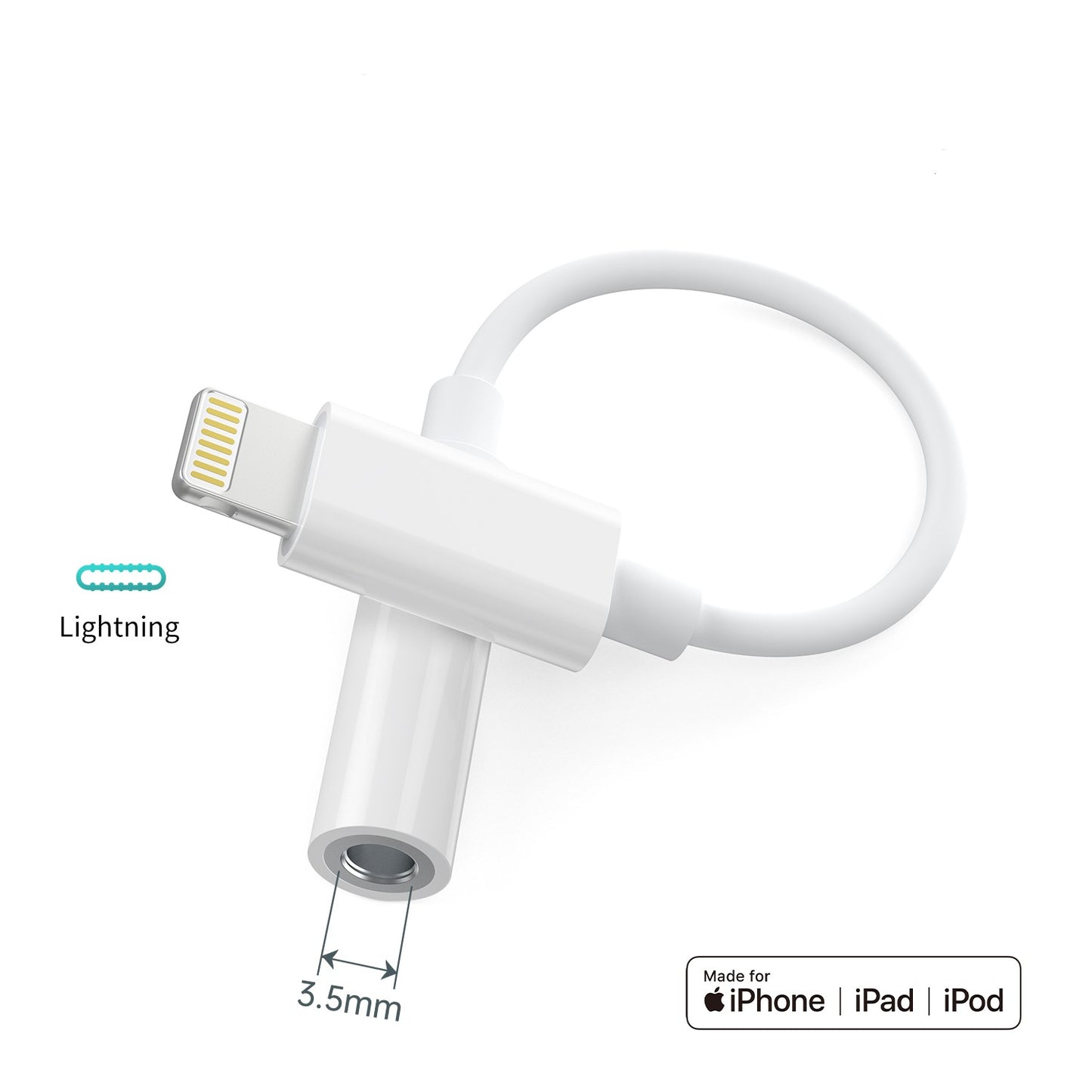 Cable Adaptador Audio Lightning a 3.5mm, Aux005