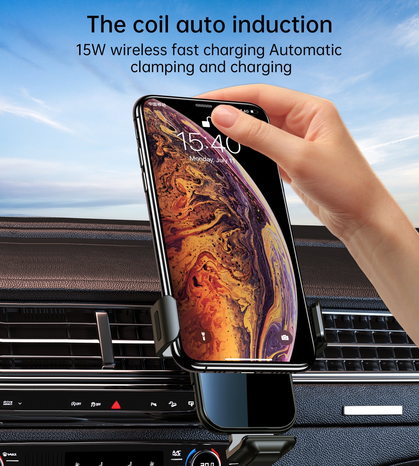 Cargador Inalámbrico y Holder para carro T201-F