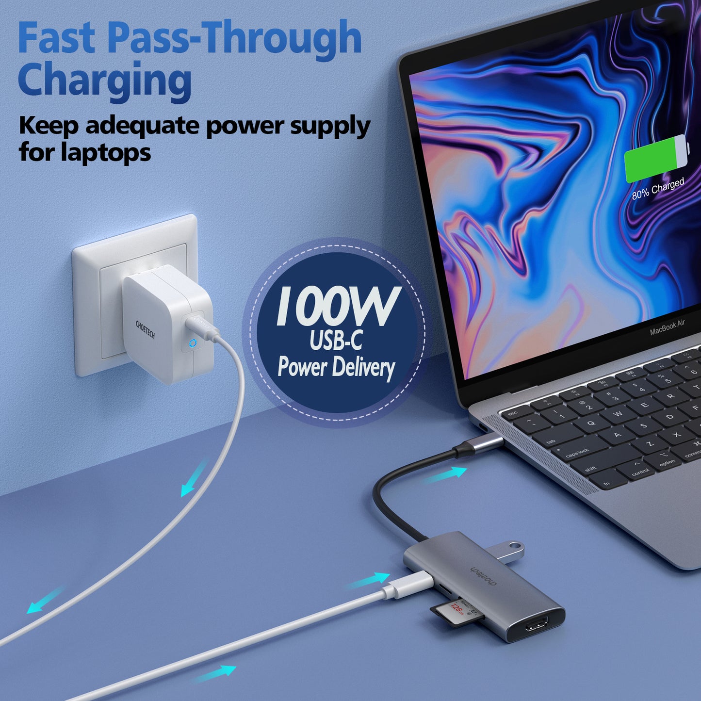 Hub Adaptador 7 en 1 (HDMI+USB 3.0+SD/TF+PD100W), HUB-M19