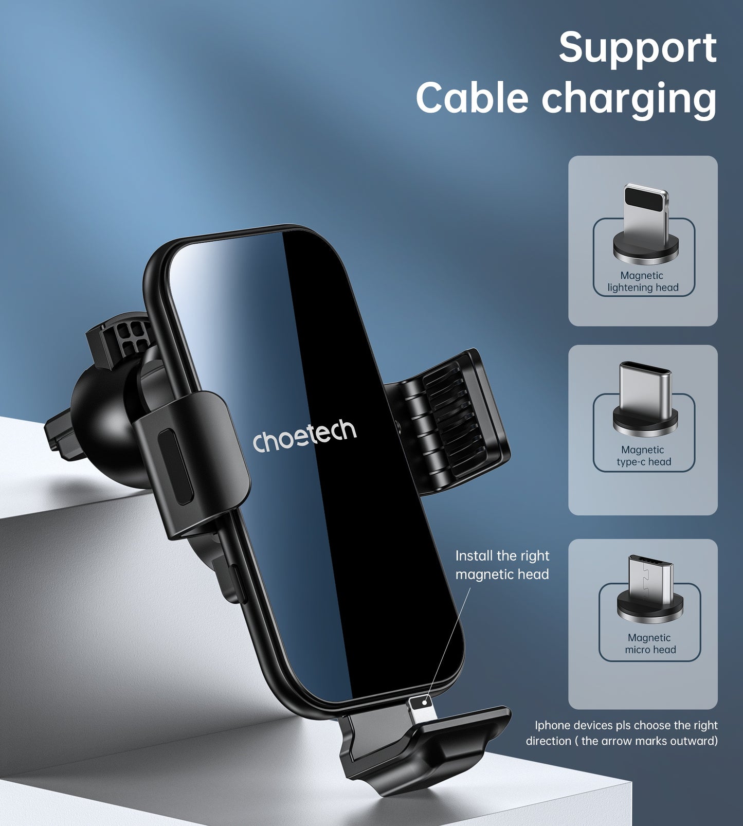 Cargador Inalámbrico y Holder para carro T201-F
