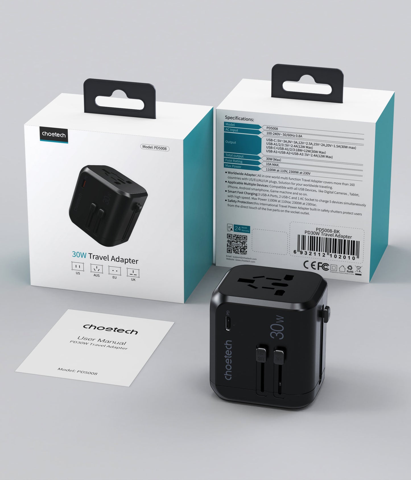 Cargador Universal para Viaje, 30W, PD5008