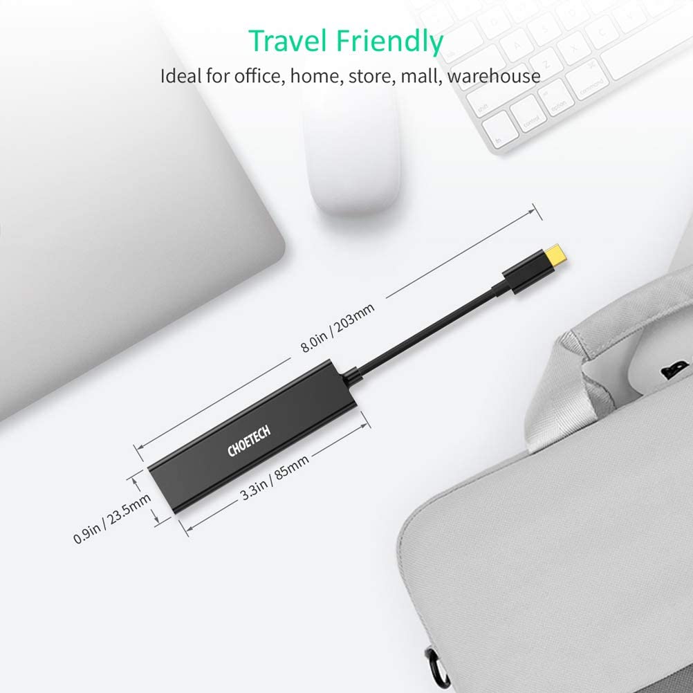 Hub Adaptador 4 en 1 (LAN+USB 3.0) a Tipo C, HUB-U02