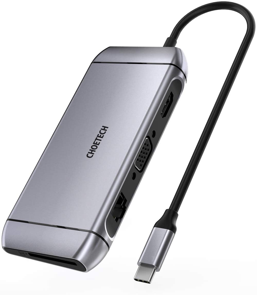 Hub Adaptador 9 en 1 (HDMI+VGA+LAN+USB 3.0+SD/TF+PD100W), HUB-M15