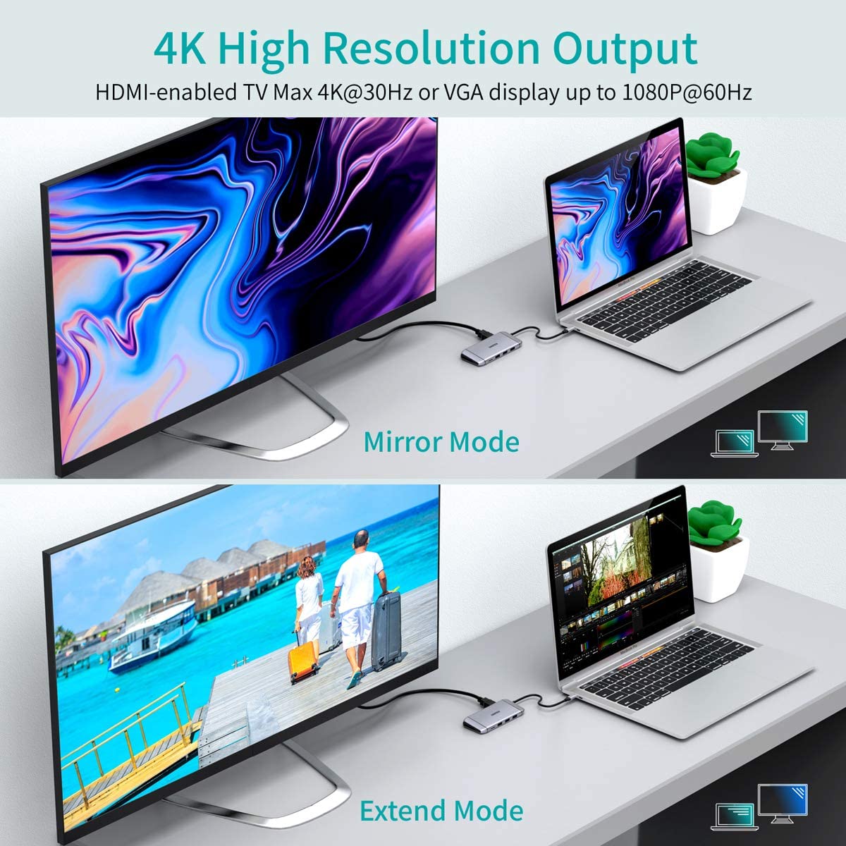 Hub Adaptador 9 en 1 (HDMI+VGA+LAN+USB 3.0+SD/TF+PD100W), HUB-M15