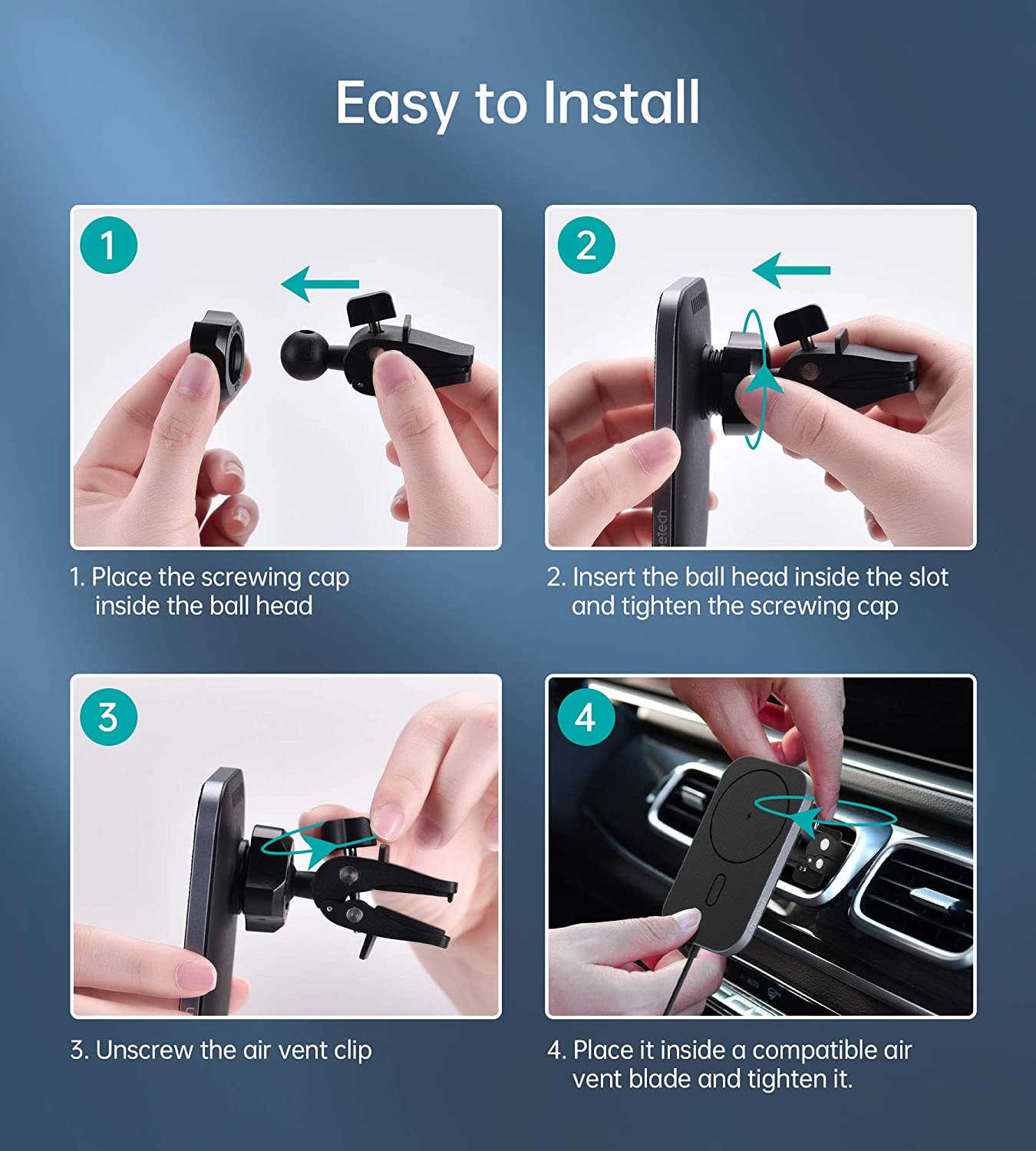 Cargador Inalámbrico y Holder para carro MagSafe T200-F