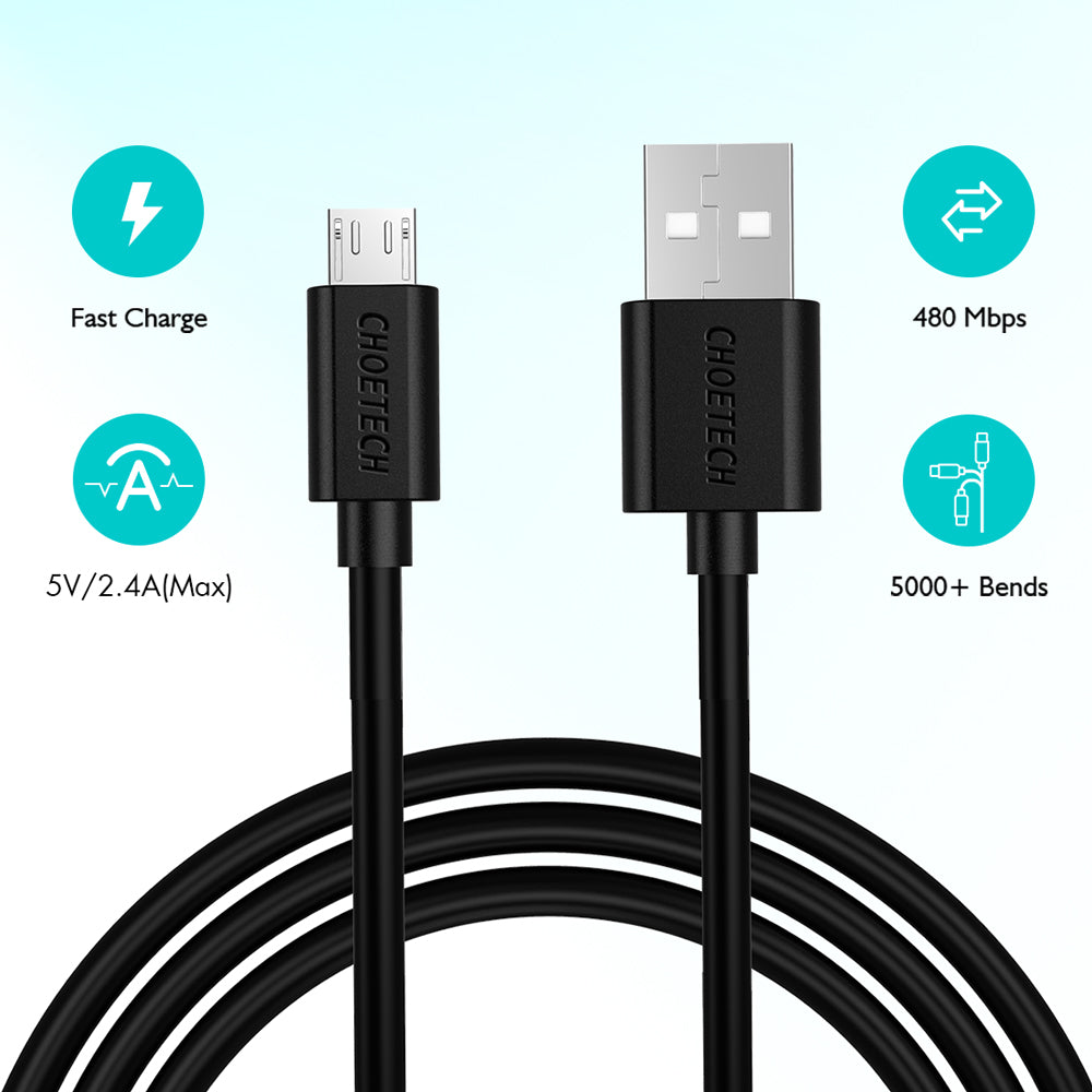 Cable MicroUSB Carga Rápida, 1MT Negro, SMT0009