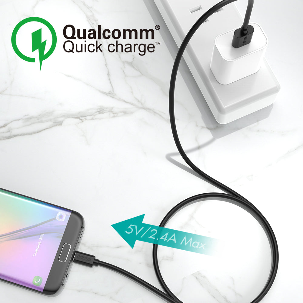 Cable MicroUSB Carga Rápida, 1MT Negro, SMT0009