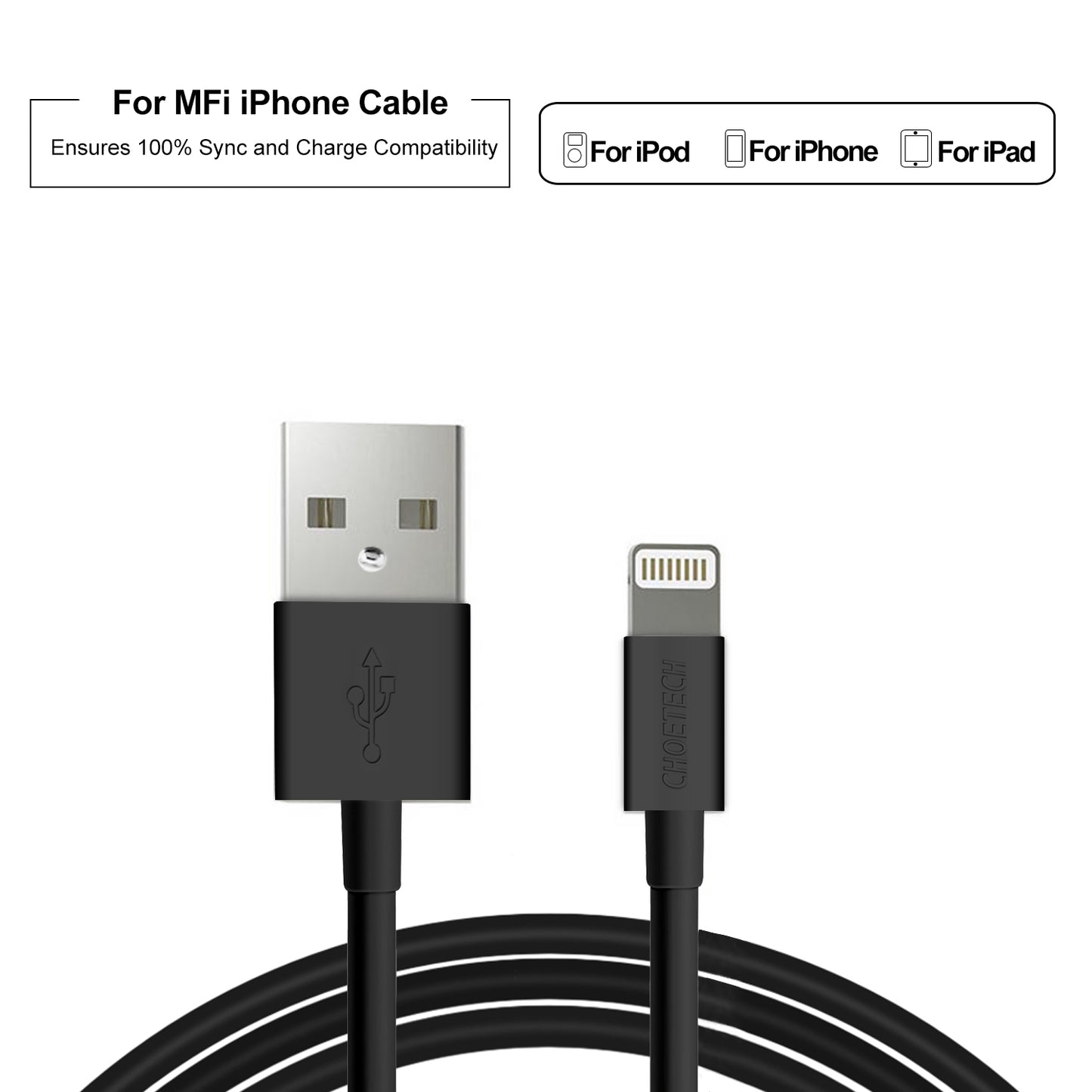 Cable Lightning a USB (Certif. MFi) 1.8Mts, IP0027