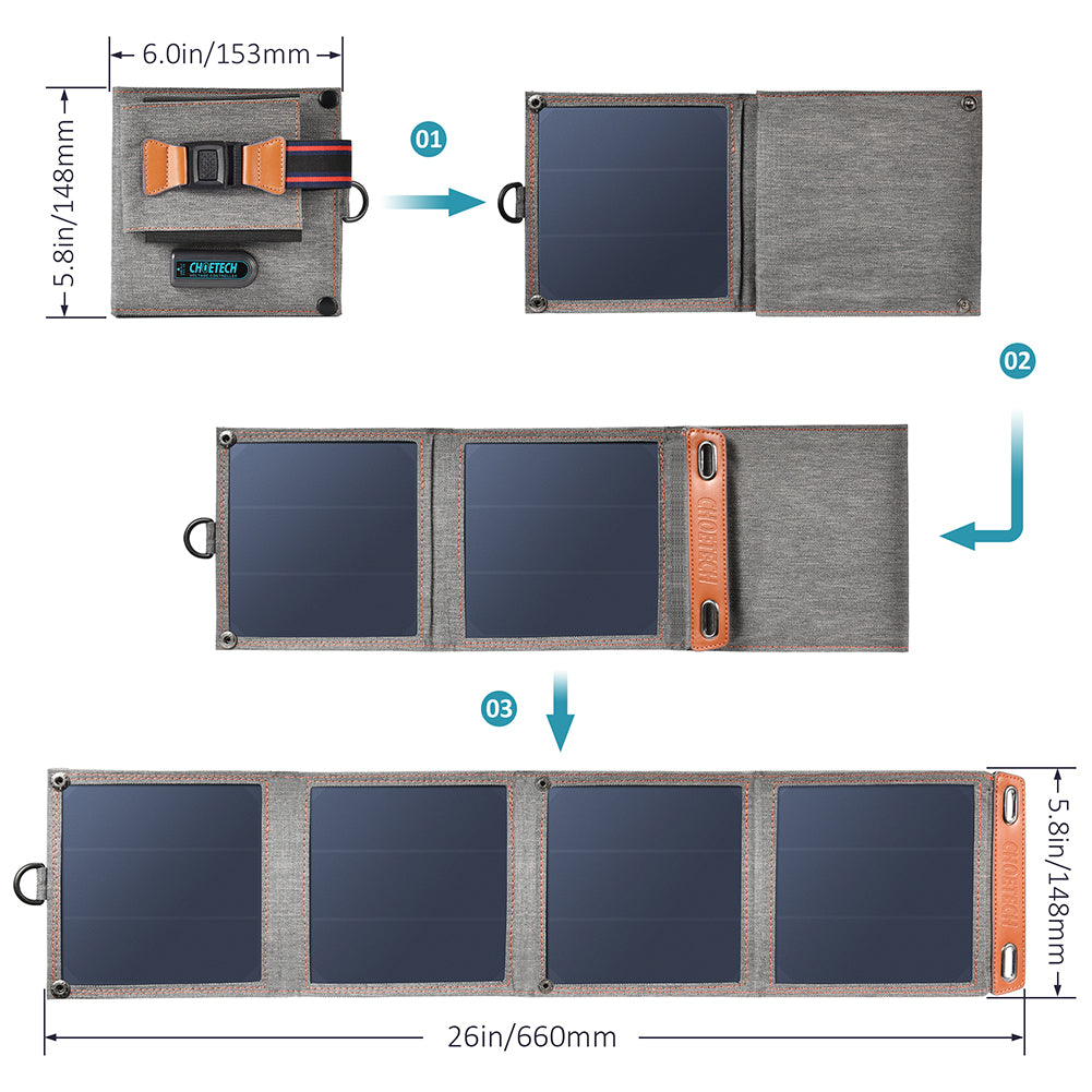 Cargador Solar Portátil 14W, SC004 🌿