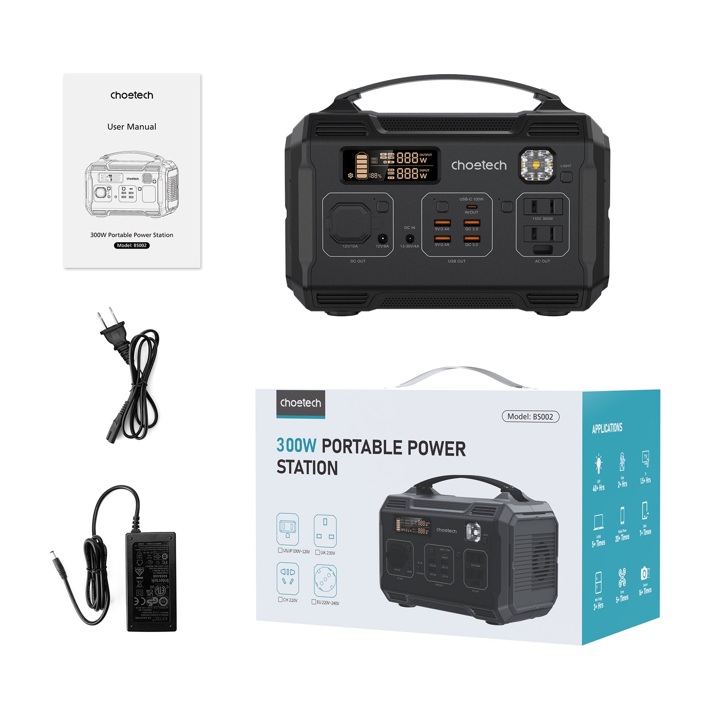 Estación de energía portátil 300W, BS002 🌿